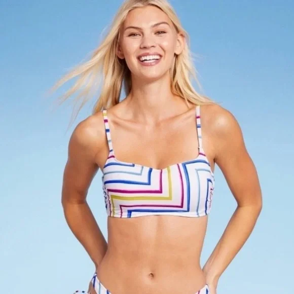 Women’s Light Lift Square Neck Bralette Bikini Top Shade & Shore™ Multi Size 34B - Picture 4 of 11